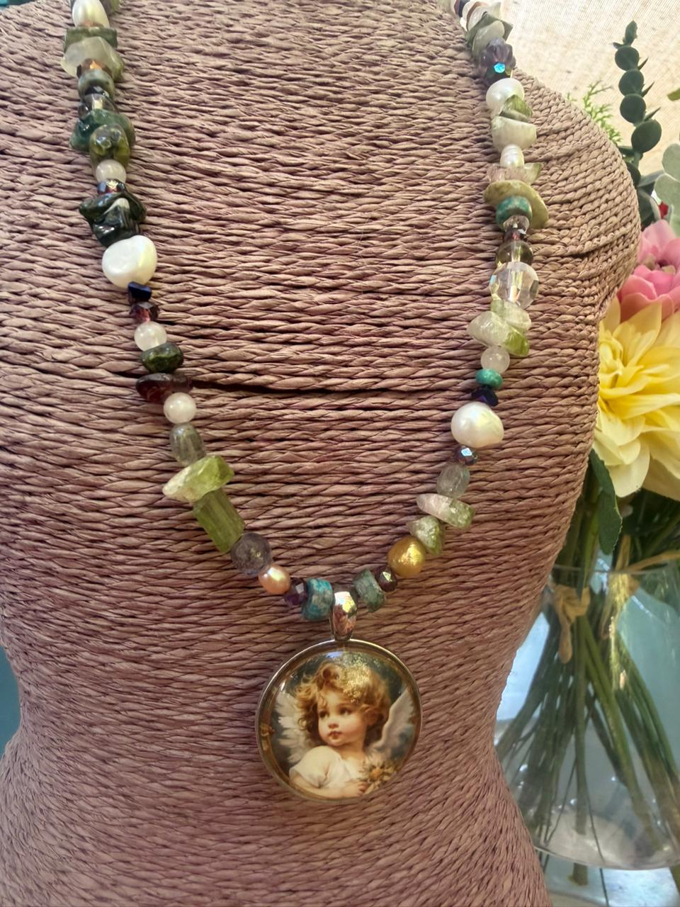 Collar de turmalinas corazón de sandía