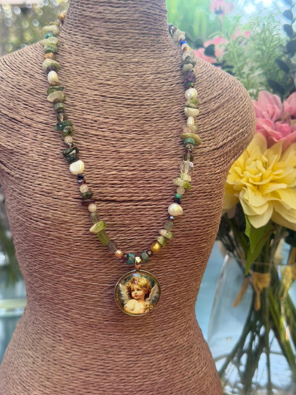 Collar de turmalinas corazón de sandía