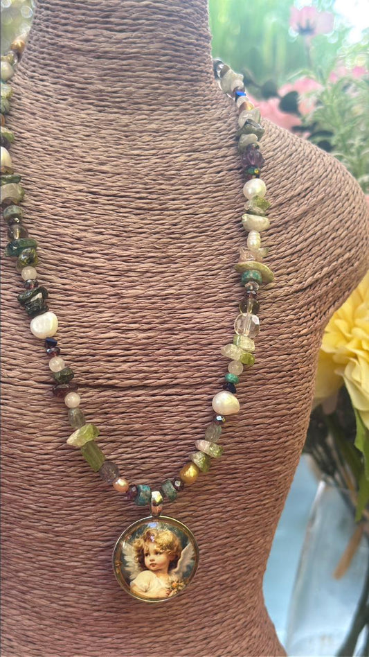 Collar de turmalinas corazón de sandía