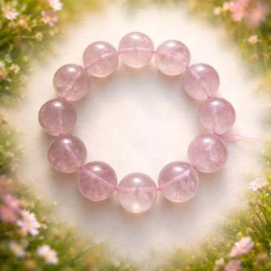 Pulsera de cuarzo rosa de primera calidad