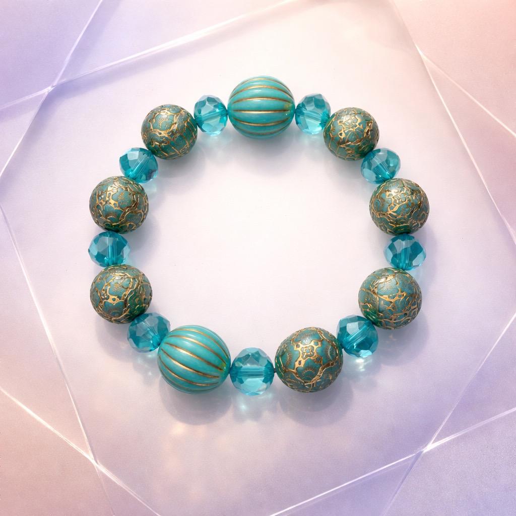 Pulsera de cristal y resina de alta gama colección Mar azul