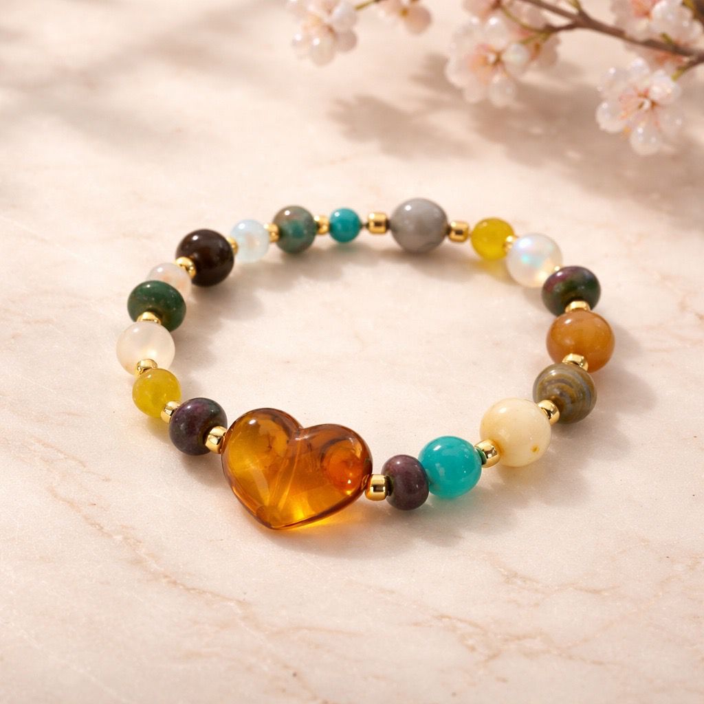Pulsera de gemas y corazones